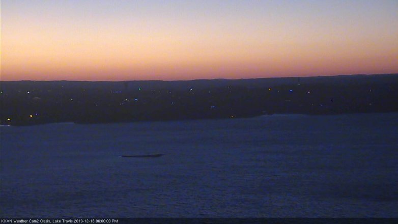 Lake Travis webcam, December 16, 2019 6:00 PM CT
