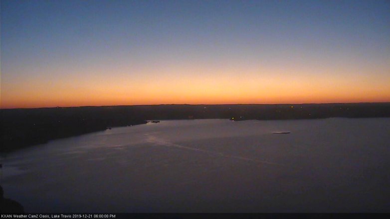Lake Travis webcam, December 21, 2019 6:00 PM CT