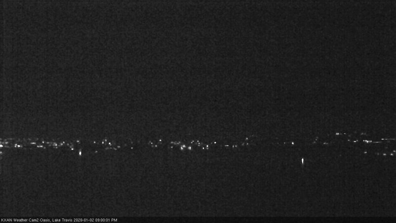 Lake Travis webcam, January 2, 2020 9:00 PM CT