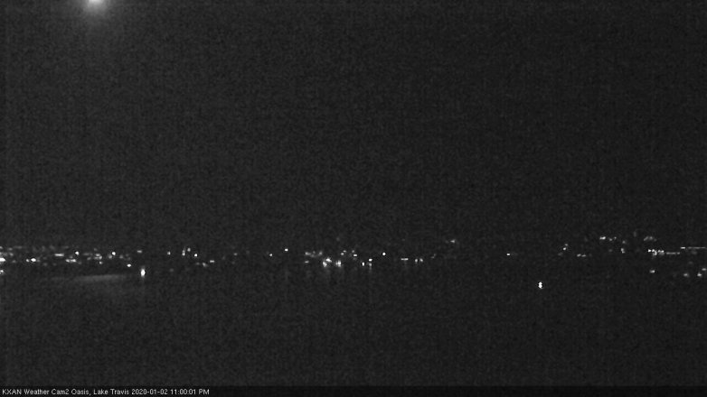 Lake Travis webcam, January 2, 2020 11:00 PM CT