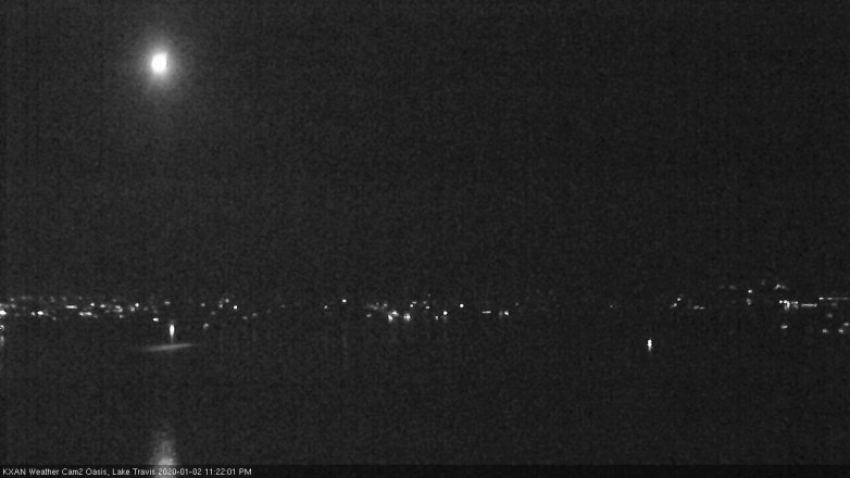 Lake Travis webcam, January 2, 2020 11:25 PM CT