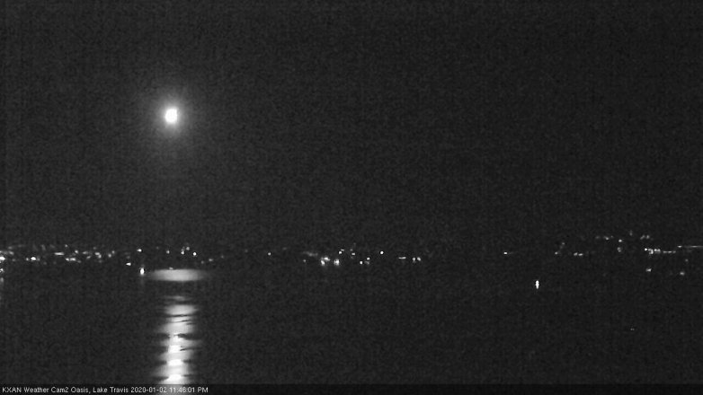 Lake Travis webcam, January 2, 2020 11:45 PM CT