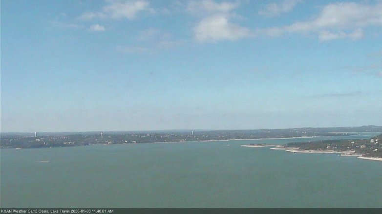 Lake Travis webcam, January 3, 2020 11:45 AM CT