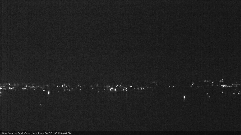 Lake Travis webcam, January 5, 2020 9:00 PM CT