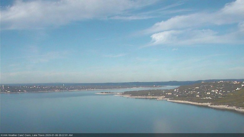 Lake Travis webcam, January 6, 2020 9:25 AM CT