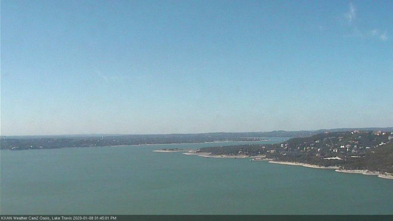 Lake Travis webcam, January 8, 2020 1:45 PM CT