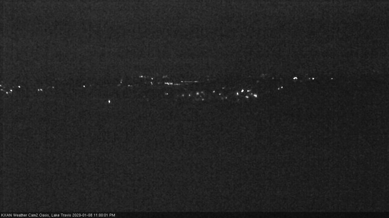 Lake Travis webcam, January 8, 2020 11:00 PM CT