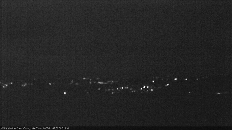 Lake Travis webcam, January 9, 2020 9:00 PM CT