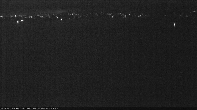 Lake Travis webcam, January 16, 2020 8:45 PM CT