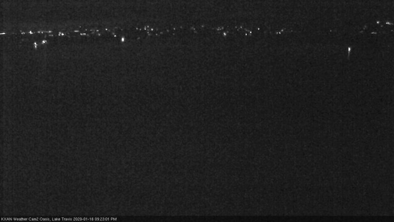 Lake Travis webcam, January 16, 2020 9:25 PM CT