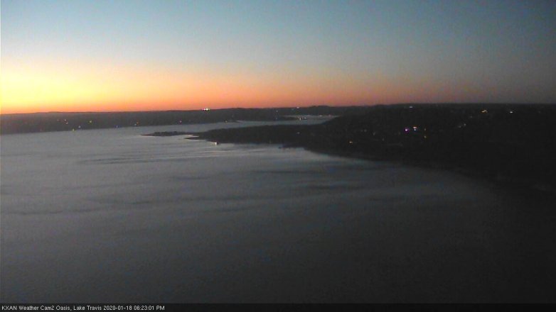 Lake Travis webcam, January 18, 2020 6:25 PM CT
