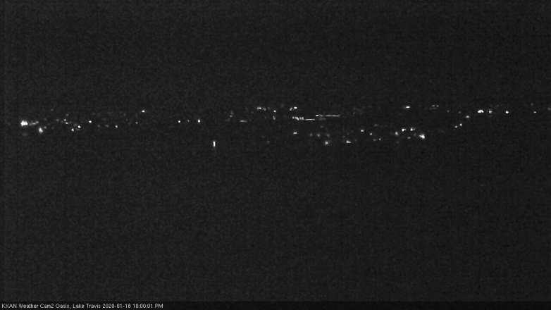 Lake Travis webcam, January 18, 2020 10:00 PM CT