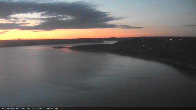 Lake Travis webcam, January 19, 2020 6:25 PM CT