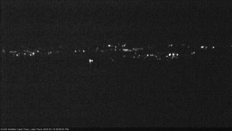 Lake Travis webcam, January 19, 2020 9:00 PM CT