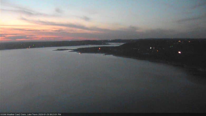 Lake Travis webcam, January 20, 2020 6:25 PM CT