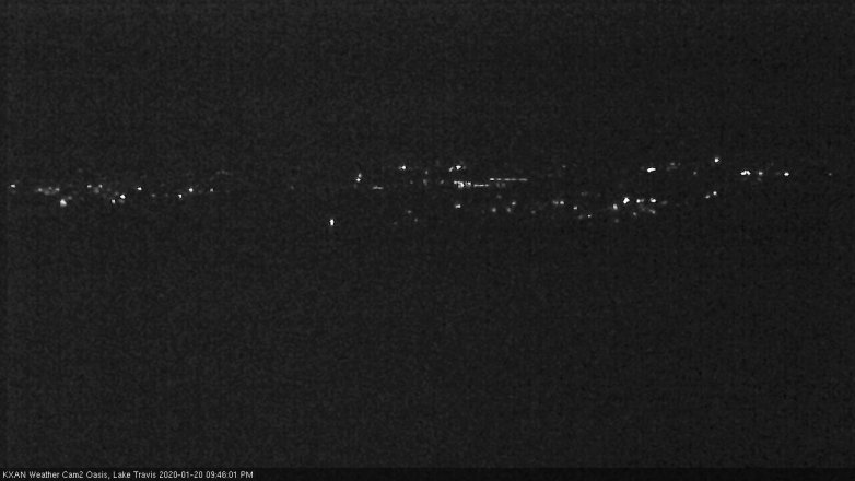 Lake Travis webcam, January 20, 2020 9:45 PM CT