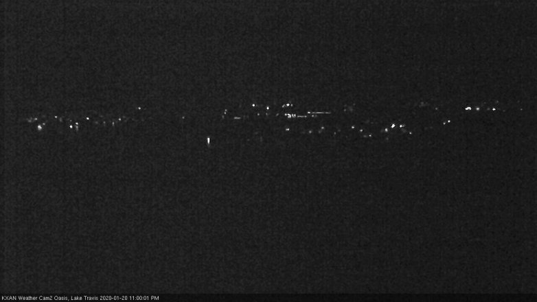Lake Travis webcam, January 20, 2020 11:00 PM CT