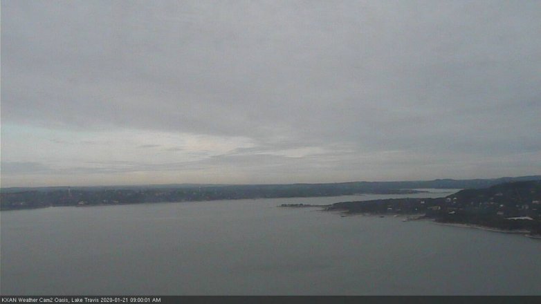 Lake Travis webcam, January 21, 2020 9:00 AM CT