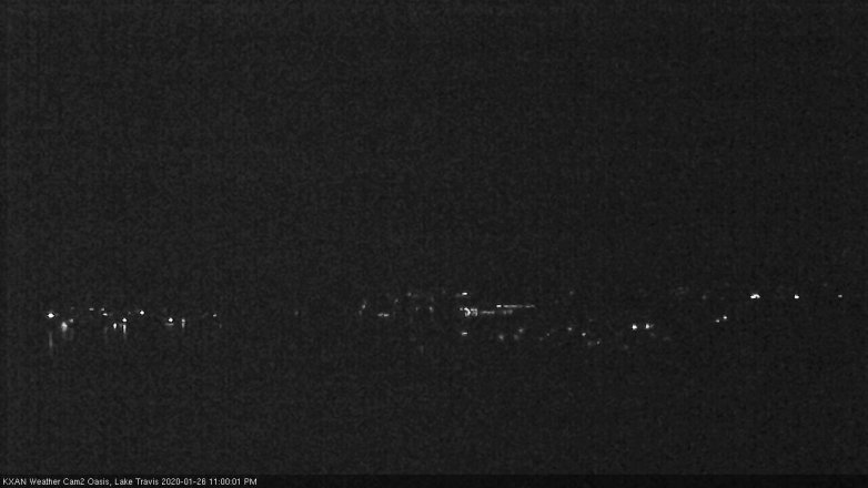Lake Travis webcam, January 26, 2020 11:00 PM CT