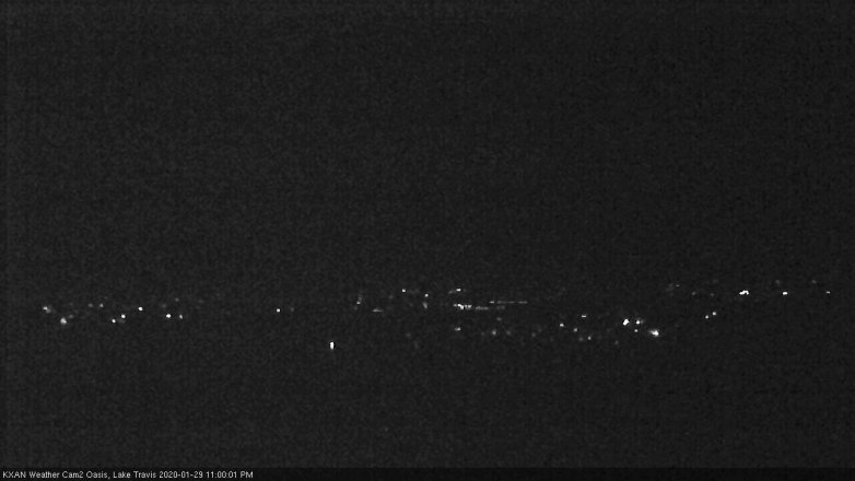 Lake Travis webcam, January 29, 2020 11:00 PM CT