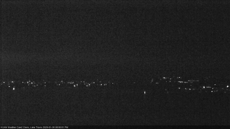Lake Travis webcam, January 30, 2020 8:00 PM CT
