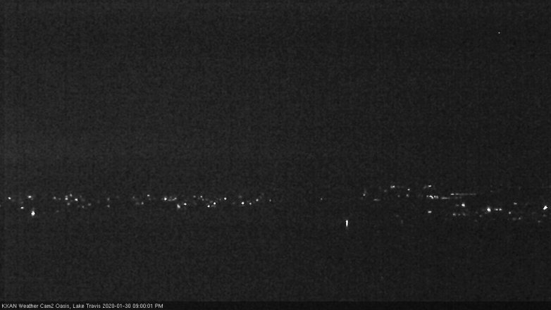Lake Travis webcam, January 30, 2020 9:00 PM CT