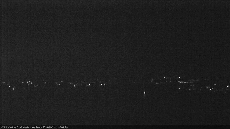 Lake Travis webcam, January 30, 2020 11:00 PM CT
