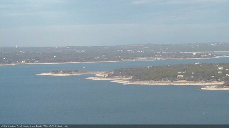 Lake Travis webcam, February 3, 2020 9:00 AM CT