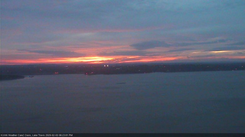 Lake Travis webcam, February 3, 2020 6:25 PM CT