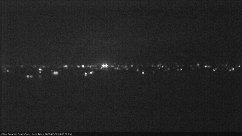 Lake Travis webcam, February 3, 2020 8:00 PM CT