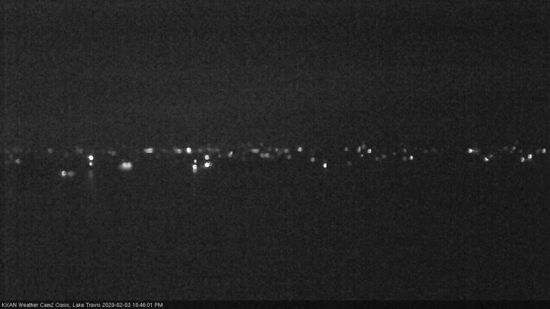 Lake Travis webcam, February 3, 2020 10:45 PM CT