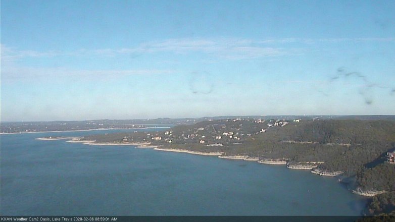Lake Travis webcam, February 6, 2020 9:00 AM CT
