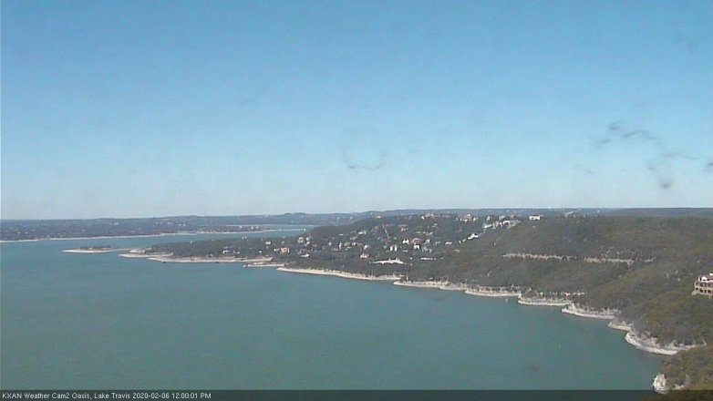 Lake Travis webcam, February 6, 2020 12:00 PM CT