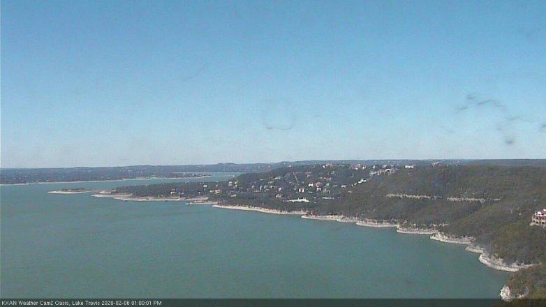 Lake Travis webcam, February 6, 2020 1:00 PM CT