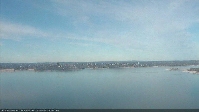 Lake Travis webcam, February 7, 2020 9:00 AM CT