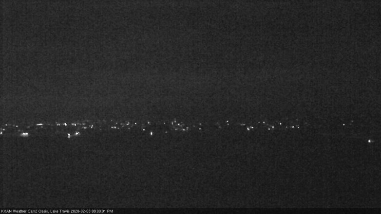 Lake Travis webcam, February 8, 2020 9:00 PM CT