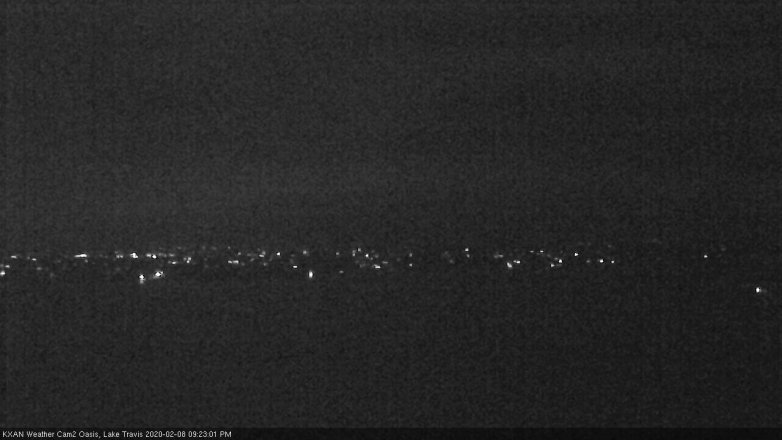 Lake Travis webcam, February 8, 2020 9:25 PM CT