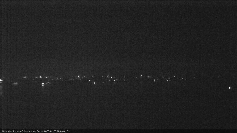 Lake Travis webcam, February 9, 2020 8:00 PM CT