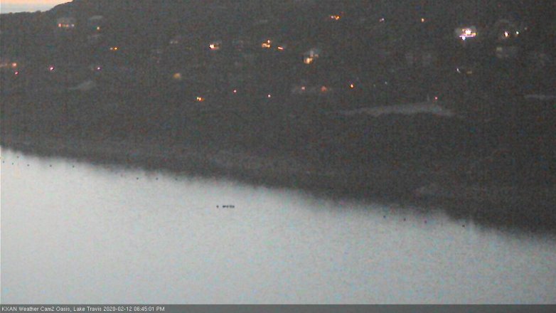 Lake Travis webcam, February 12, 2020 6:45 PM CT