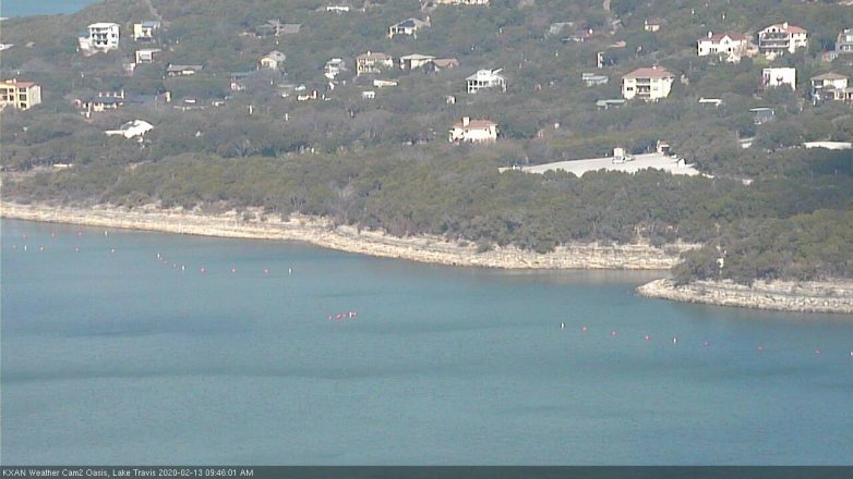 Lake Travis webcam, February 13, 2020 9:45 AM CT