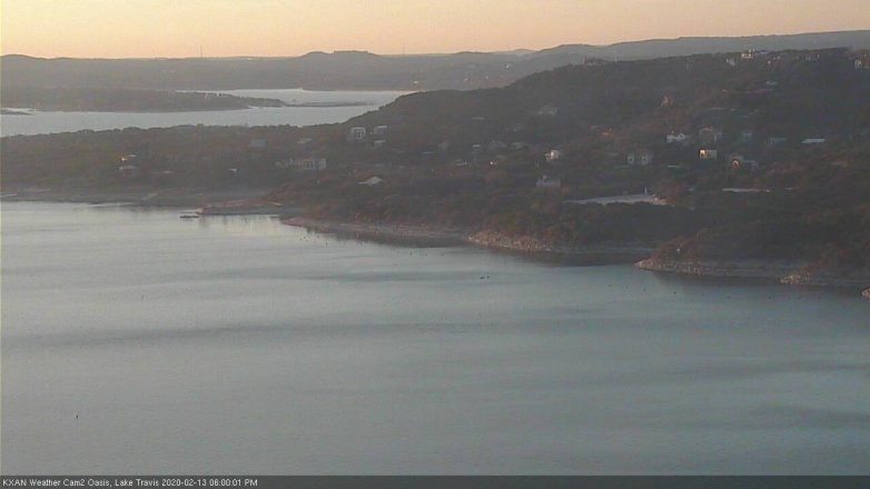 Lake Travis webcam, February 13, 2020 6:00 PM CT