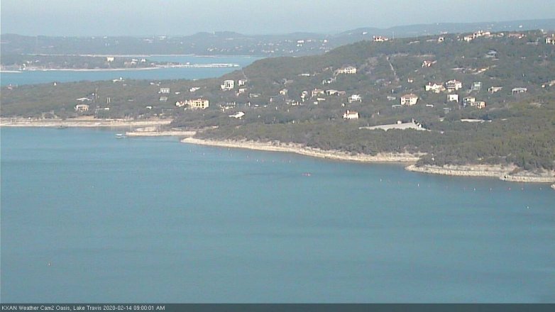 Lake Travis webcam, February 14, 2020 9:00 AM CT