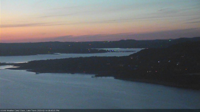 Lake Travis webcam, February 14, 2020 6:45 PM CT
