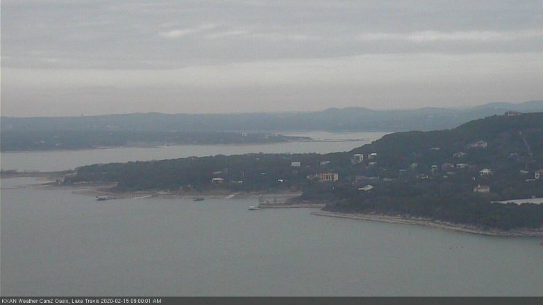 Lake Travis webcam, February 15, 2020 9:00 AM CT