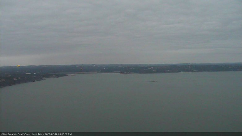 Lake Travis webcam, February 18, 2020 6:00 PM CT
