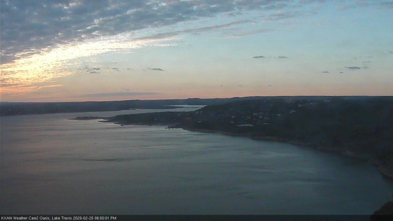 Lake Travis webcam, February 20, 2020 6:00 PM CT