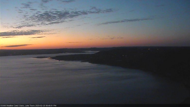 Lake Travis webcam, February 20, 2020 6:45 PM CT