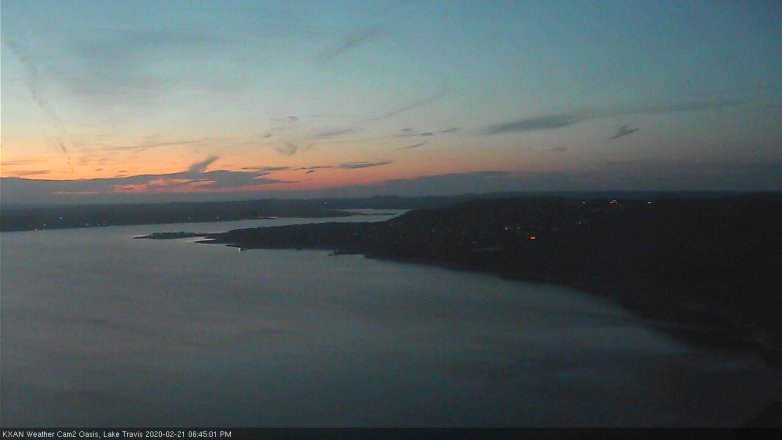 Lake Travis webcam, February 21, 2020 6:45 PM CT