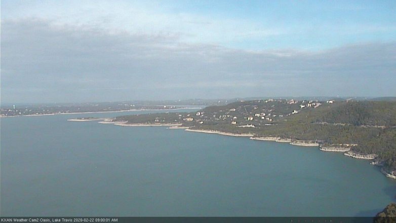 Lake Travis webcam, February 22, 2020 9:00 AM CT