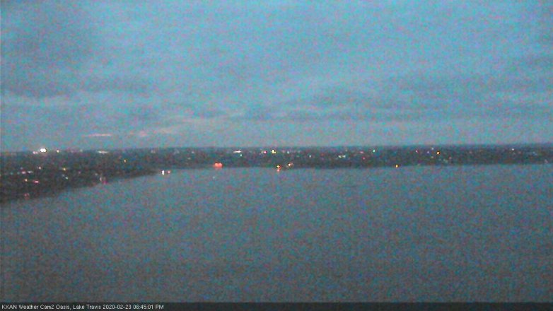 Lake Travis webcam, February 23, 2020 6:45 PM CT